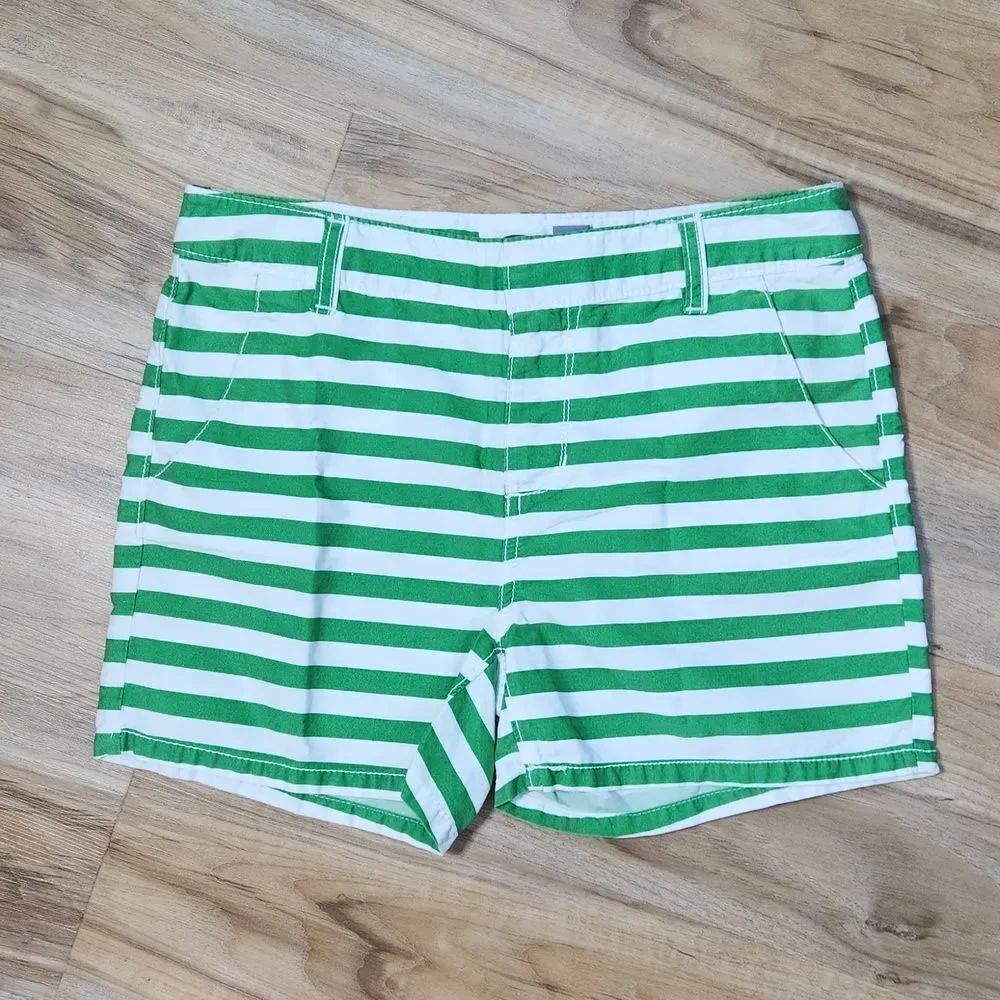🔺️Old Navy Green & White Striped Adjustable Waist Shorts Juniors 16